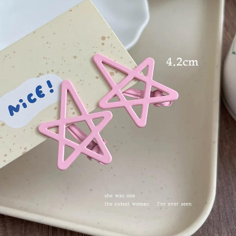 2pcs Candy Color Metal Star Hair Side Clips Hairpins Girls Sweet Colorful Barrettes for Baby Cute Children Styling Accessories