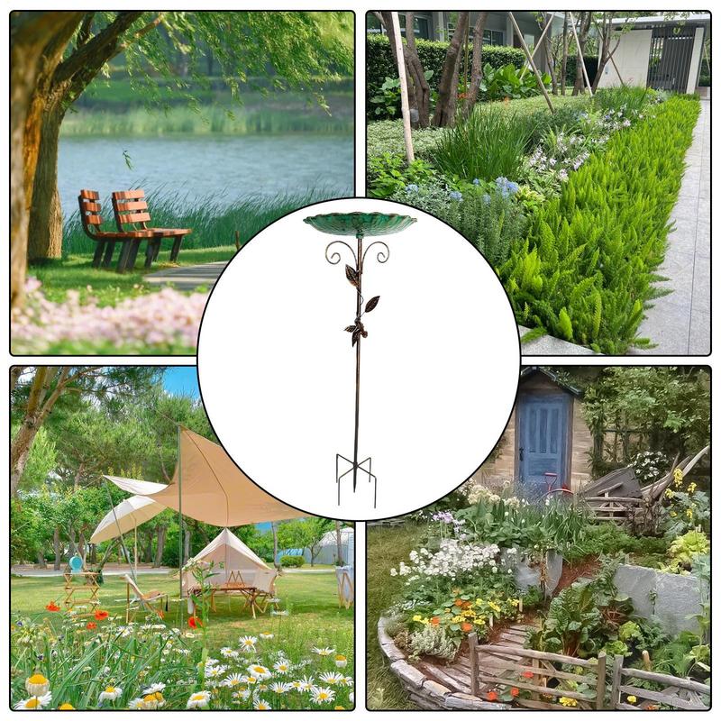 Vasca per Uccelli da Giardino Esterna Mangiatoia per Uccelli Vasca Metallica da Terra Decorazioni Resistente al Gelo Altezza Regolabile per Cortile Terrazzo