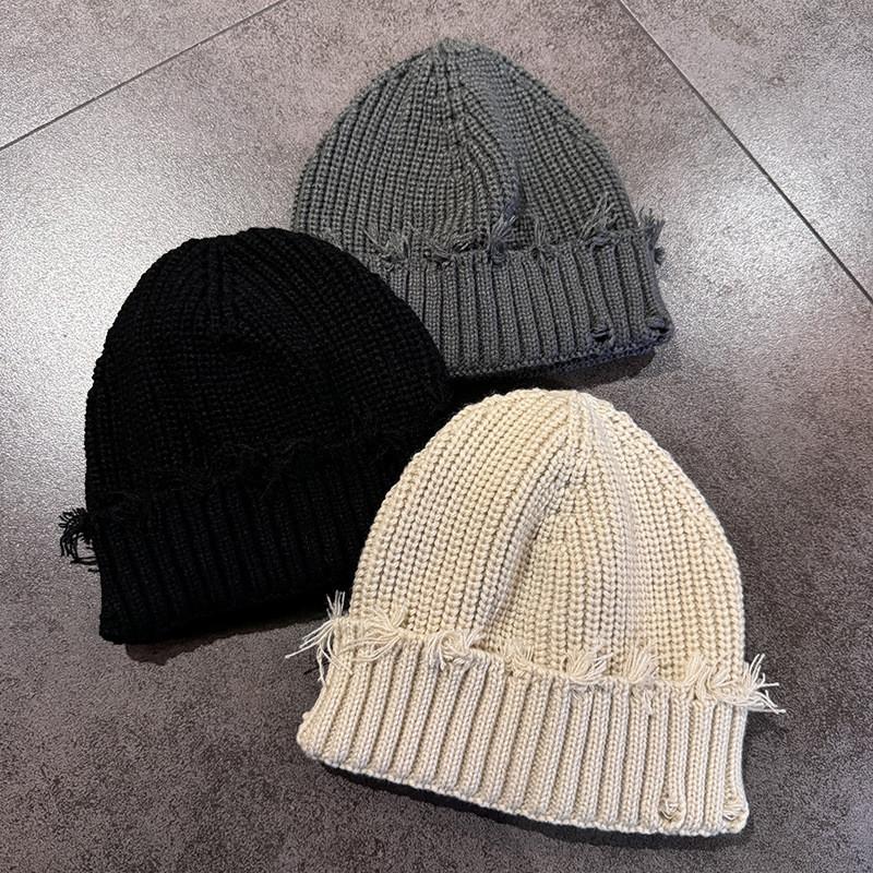 Knitted Color Solid Cap Winter Street Style Warm Beanie Hat For Casual Wear