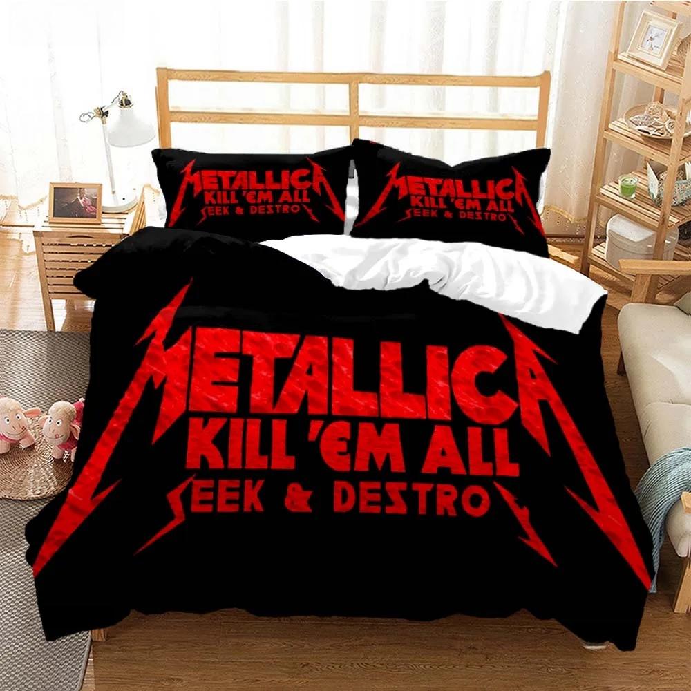 Metal Music Band MMetallica Bedding Collection Single Twin Full Queen King Size Bed Collection Adult Kid Bedroom Duvet Cover Collection Home Textile