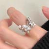 Simple Elegant Romantic White Imitation Pearl Hollowed-out Butterfly Open Mouth Rings for Women Adjustable Rings Jewerly Gifts