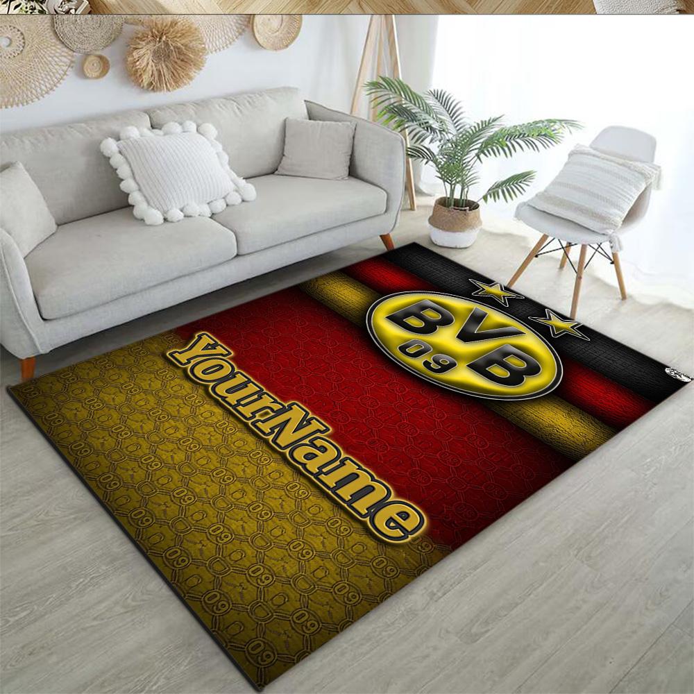 Borussia Dortmund Personalized Name Floor Rug Office Rug Perfect for Hallway Dining Room Dormitory Playrooms Antislip Carpet Decorate Offices