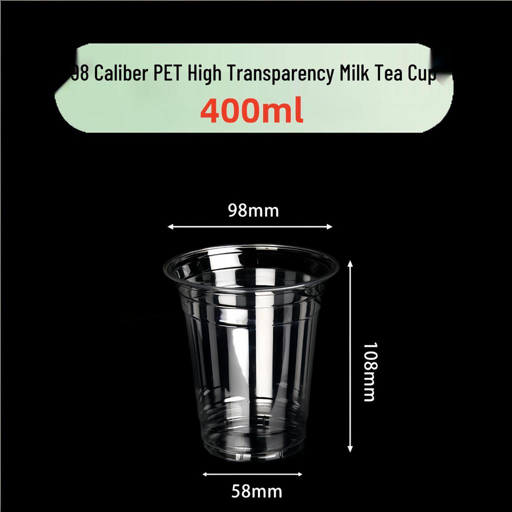 PET Disposable Milk Tea Cup with Lid & Straw - 98mm Caliber, Thickened Plastic for Fruit Tea or Coffee Takeaway