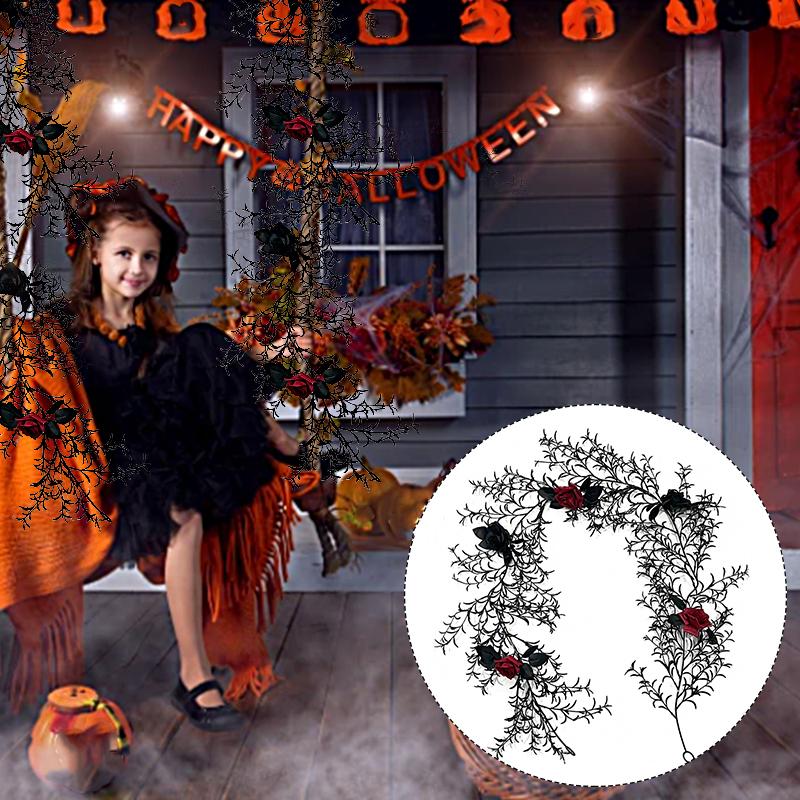 Halloween Artificial Tree Branches Decorative Hangings Ornament Simulated Rose Decoration Plastics Ornament 180cm