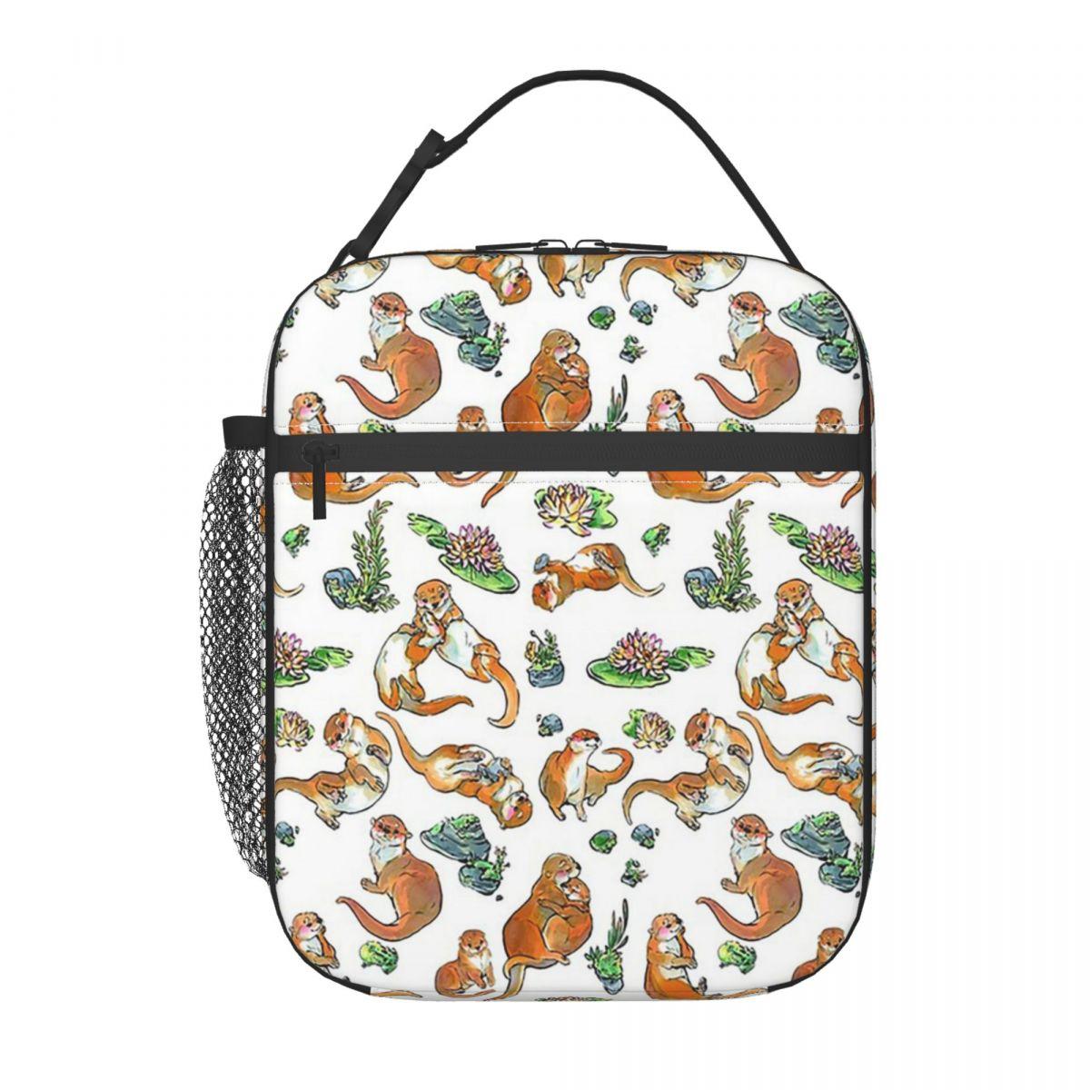 

Cute Otter In The Water Pattern Insulated Lunch Bag for Women Office Cooler Thermal Food Box Tote Portable Lunch Boxes Container One Size