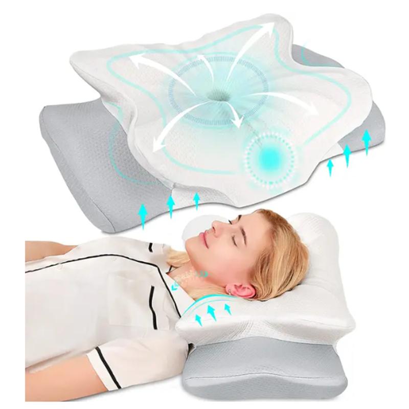 

Подушка для шеи Pulatree, подушка для облегчения боли во время сна, подушка с эффектом памяти, ортопедическая контурная подушка для кровати на боку 60x40x12cm белый