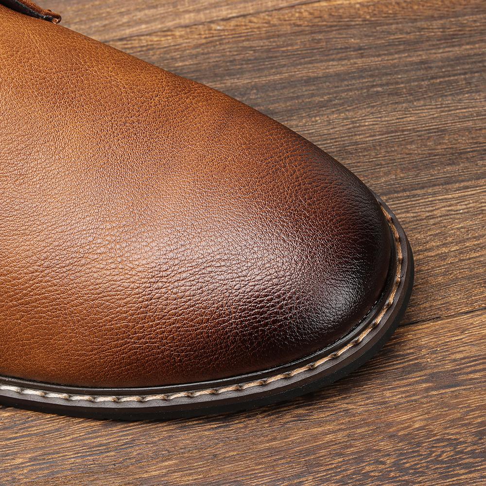 Retro Herren Stiefeletten Marke Übergröße Wüstenstiefel Bequeme Lederstiefel für Herren