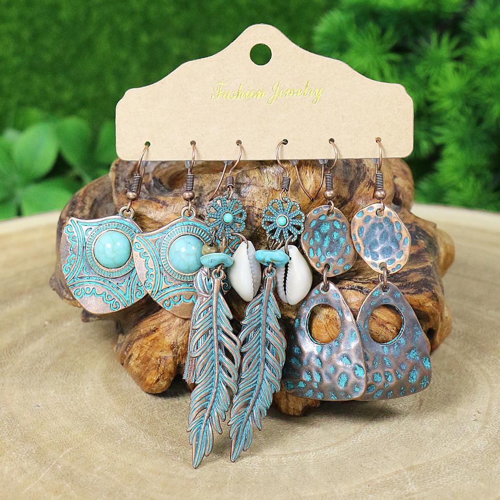 Women's Boho Colorful Earrings Combination Set Tassel/Shell/Turquoise Design Geometric Shape Big Water-drop Party Decors Gifts