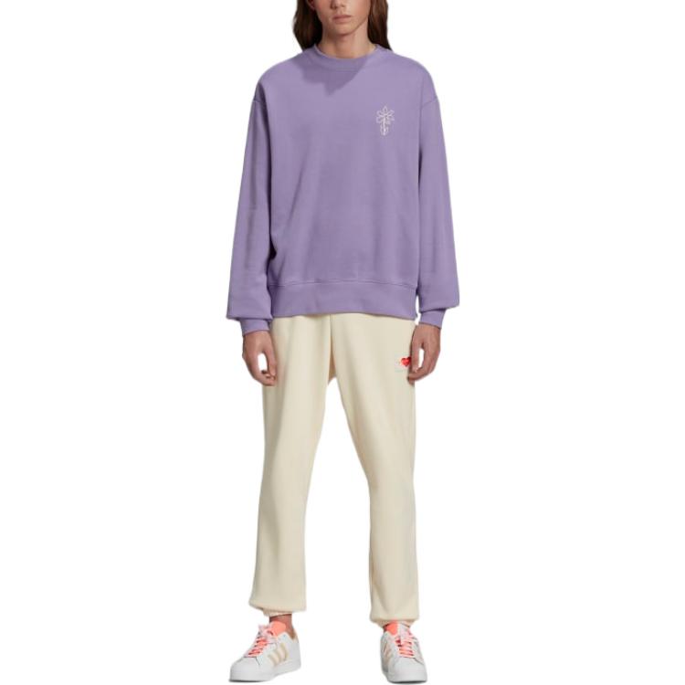 adidas Originals Trefoil Sports Crew Neck Sweatshirt Unisex Tops Purple HI6016