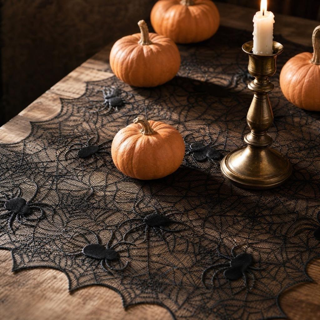 Halloween Tablecloth Table Runner Curtain Door Cover Lampshade Decoration Set for Party
