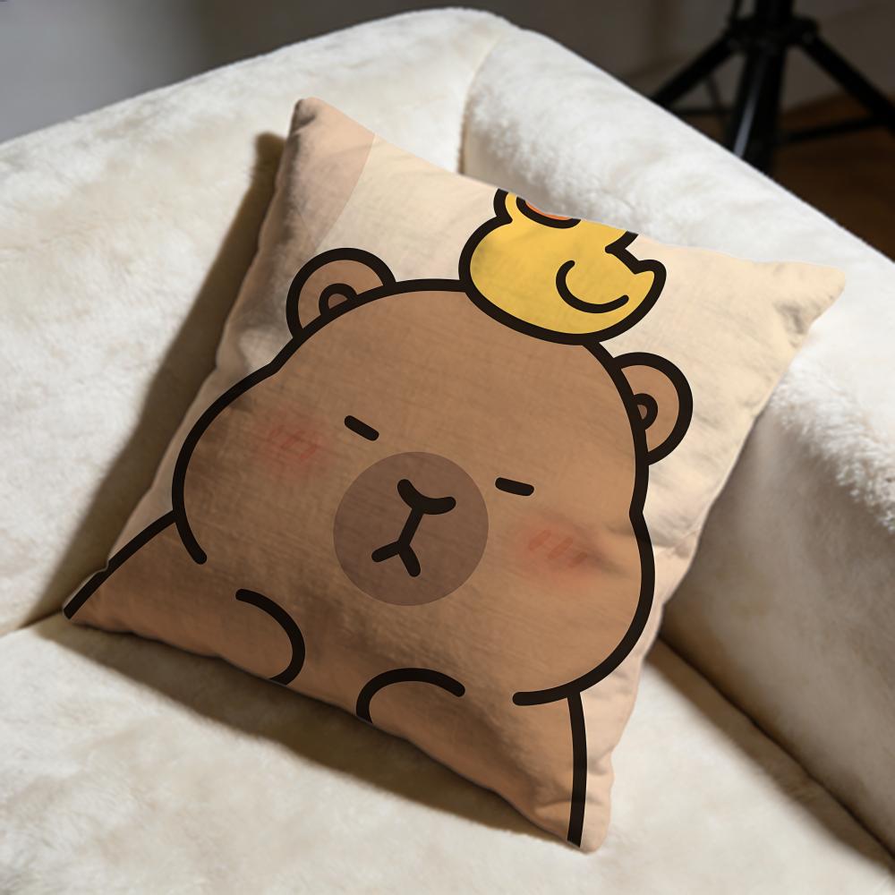 Capybara Cushion Cover Soft Decorative Pillow Case Suitable for Bedroom Sofa Car Travel Use