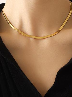 Chic European & American Gold Wire Necklace: Stylish Stainless Steel Jewelry for Everyday Wear