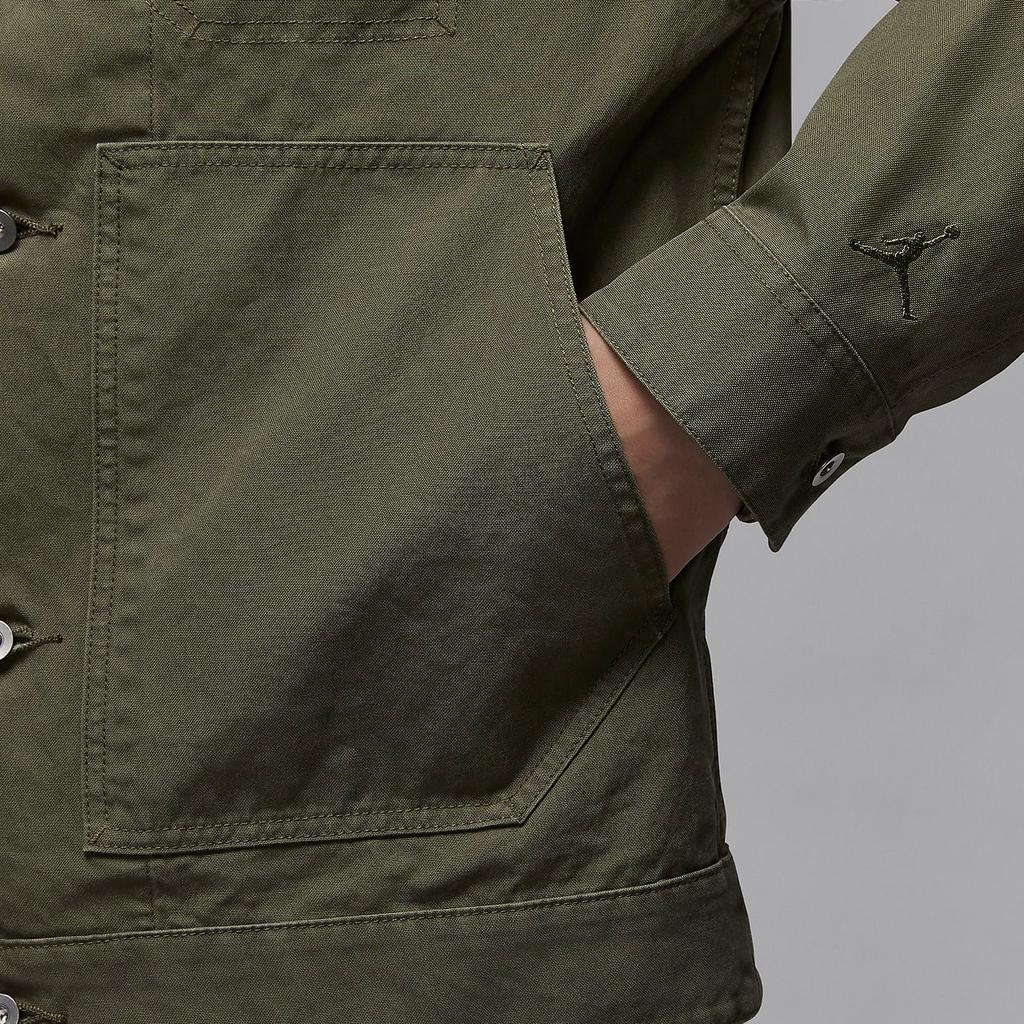 Jordan Tatum Chicago Solid Color Polo Comfortable Long Sleeve Jacket Men Jacket Olive-Green HM3881-222