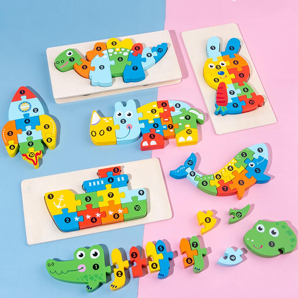 Wooden Matching 3D Puzzle Educational Interesting Matching Jigsaw Puzzle Toy for Home Party Type 6