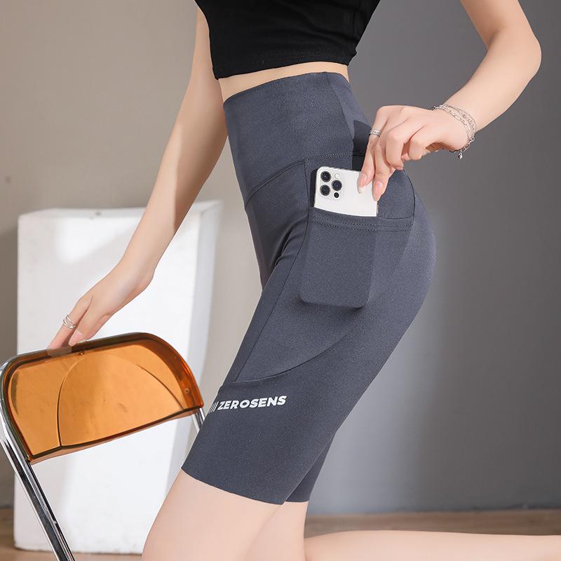 Women's Pocket Shark Pants - Summer Lightweight, No-Line, Tummy-Control Cycling & Yoga Shorts