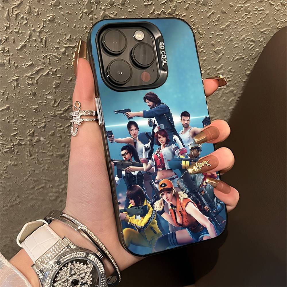 F-Free F-Fire Phone Case For iPhone 14,16,12,15,13,17,11,E,Pro,Max,Plus,Air,Mini Black Soft Cover