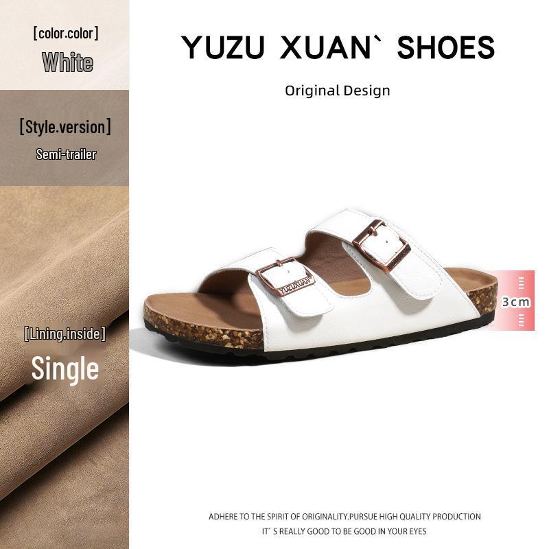 Cowhide Leather Two-Strap Birkenstock Sandals with 3cm Thick Sole - 2026 New Style