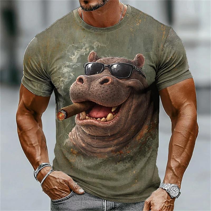 Summer 3D Animal Print T-Shirts Cute Outdoor Men's Short-Sleeve