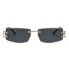 New Frameless UV400 Cut Edge Sun Glasses Women 2025 Hip-hop Modern Fashion Square Metal PC Sunglasses