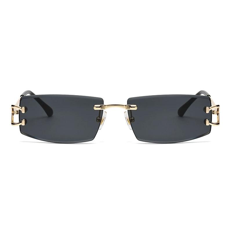 New Frameless UV400 Cut Edge Sun Glasses Women 2025 Hip-hop Modern Fashion Square Metal PC Sunglasses