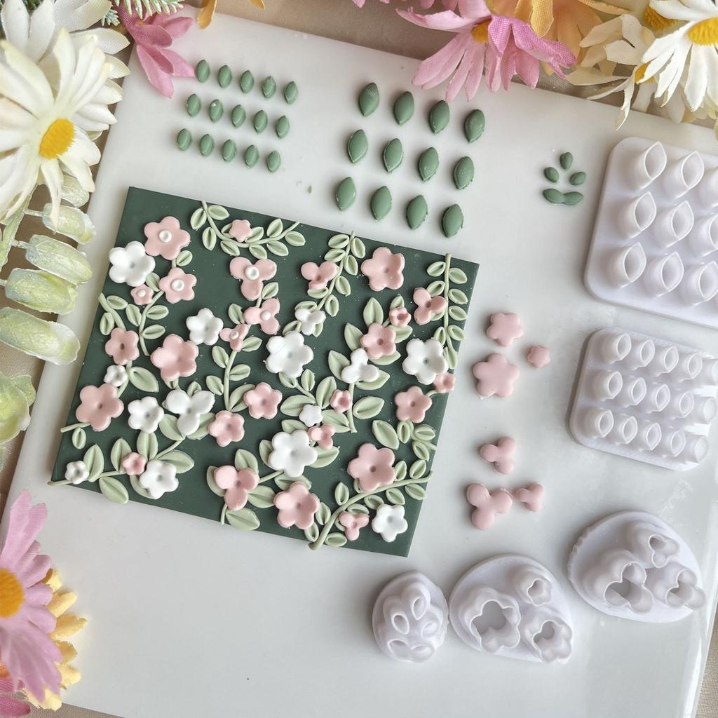 5-Piece Mini Floral Clay Cutter Set, Spring Leaf & Flower Earring Molds for DIY Polymer Clay Jewelry & Fresh Craft Projects