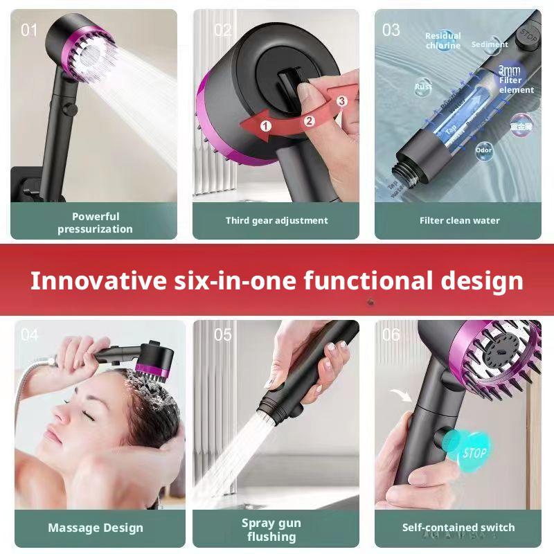 Spray Pressurized Shower Hair Dryer Nozzle Ultra-high Pressure Shower Head Massage Bathroom Yuba Bath Shower Head