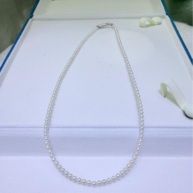 Zhuji Freshwater Pearl Clavicle Chain: 3-4mm Flawless Aurora Pearls with Sterling Silver Clasp - Versatile Summer Jewelry.