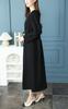 Gold Japan Plus Size Long Keyhole Suitable for and Size Black Women's Dress, Sleeves, Neck, Tuck, Pearl, Stretch, Weddings, Funerals, Winter, Spring,