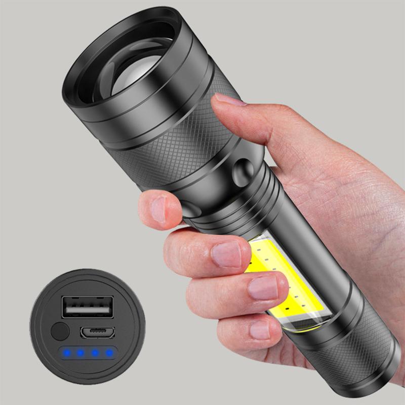 Multifunctional Flashlight Outdoor Led Lighting Portable Home Cob Side Light Usb Rechargeable Strong Light Flashlight