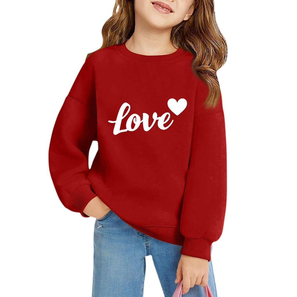 Mädchen Rundhals-Pullover für Kinder Bedruckte Baby-Oberteile Valentinstag