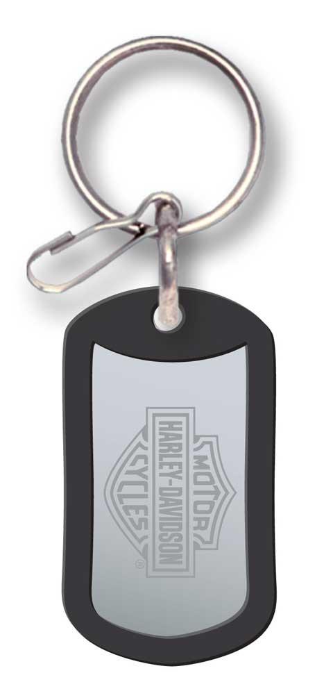 Bar Shield Metal Rubber Tag Keychain P4286 Harley-Davidson &