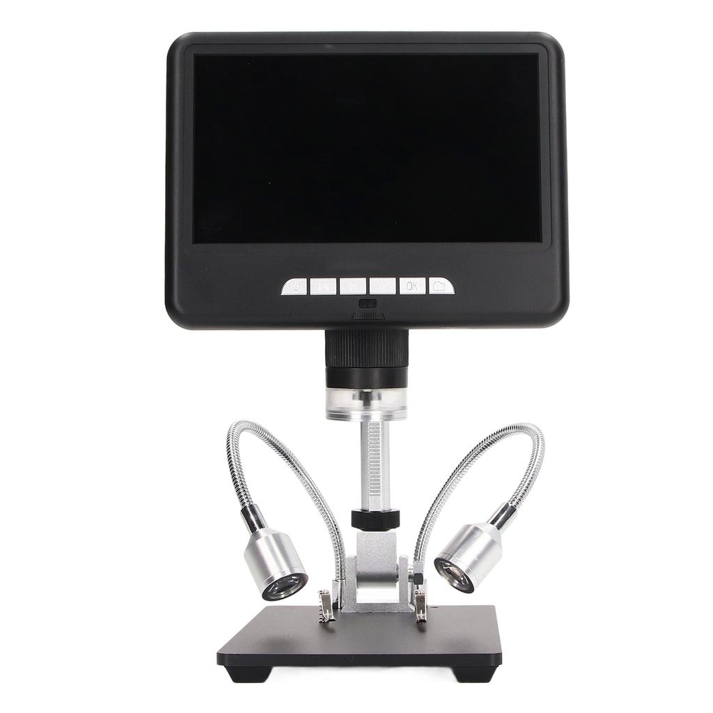 Digital Microscope 7in 1080P Video 100X with Adjustable Stand Lights for Soldering AD207 EU Plug 100 240V