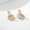 Boucles d'oreilles trois couleurs à trois anneaux serties de diamants, plaquées or 18 carats, usinées CNC, avec clous en diamants Seiko Light Luxury