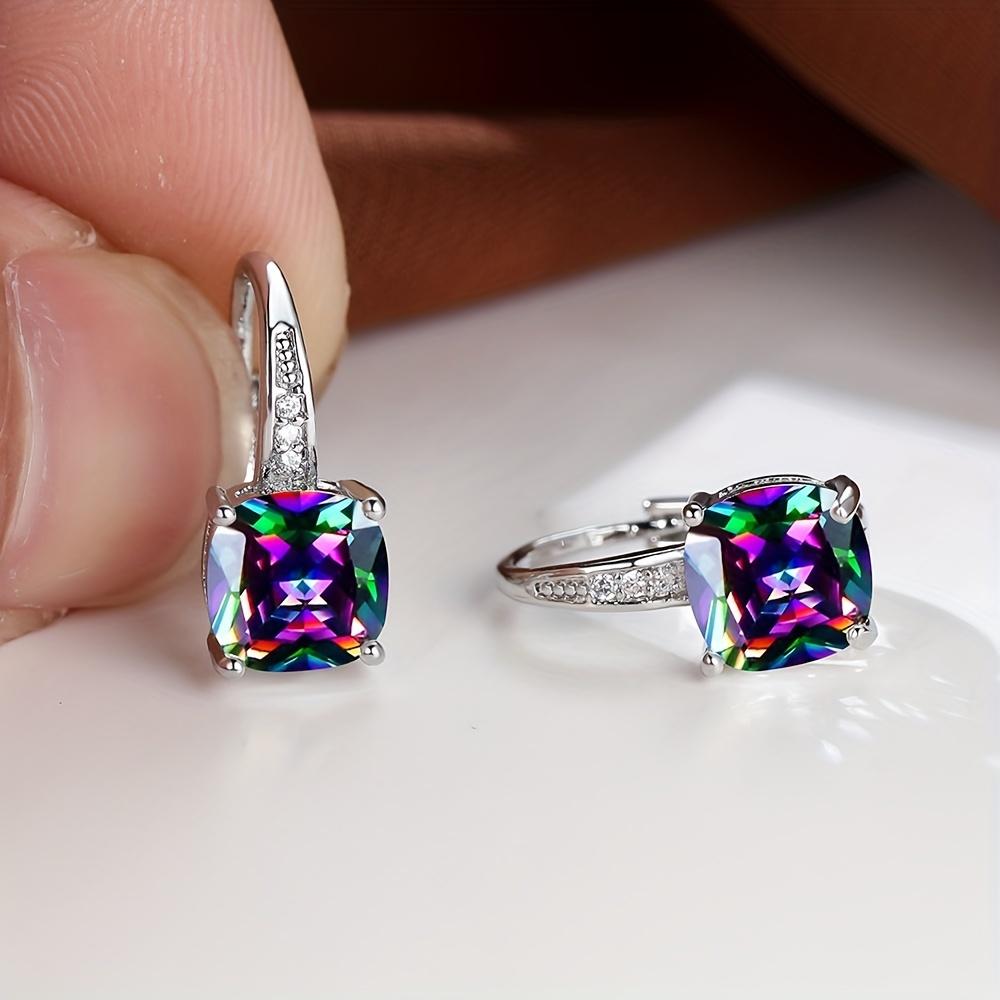 Exquisitely Crafted Quadrate Earrings Inlaid Artificial Zircon And Rhinestones Fashionable Hoop Earrings For Women Daily And Party Decor