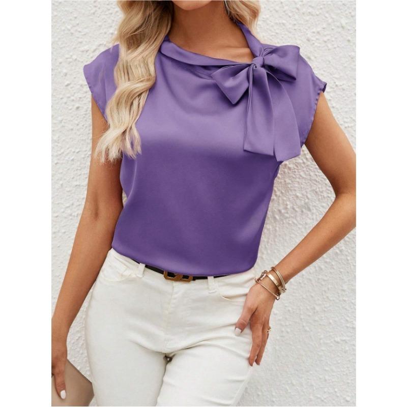 Top estivo da donna con fiocco a mezza lunghezza e design a nicchia