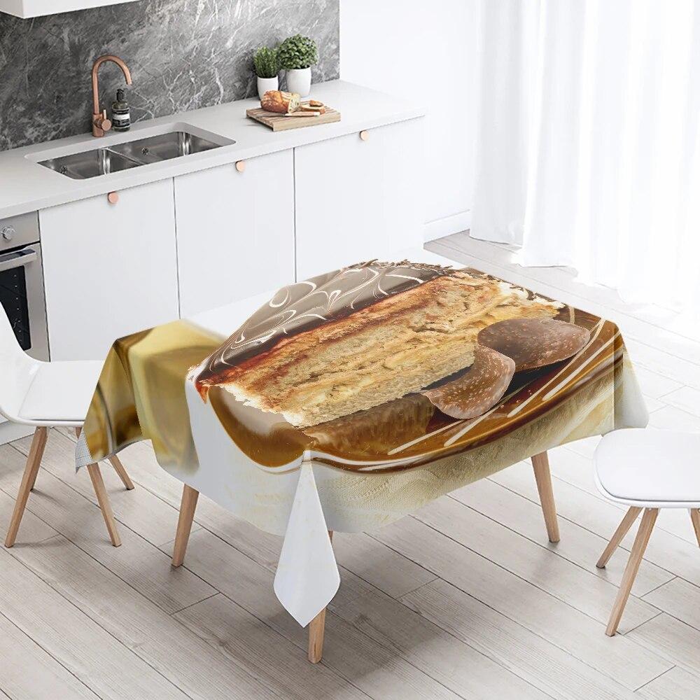 Fata de Masa Imprimata Tort Gourmet Decor pentru Ziua de nastere Masa Restaurant Bucatarie Rezistenta la Pete Impermeabil