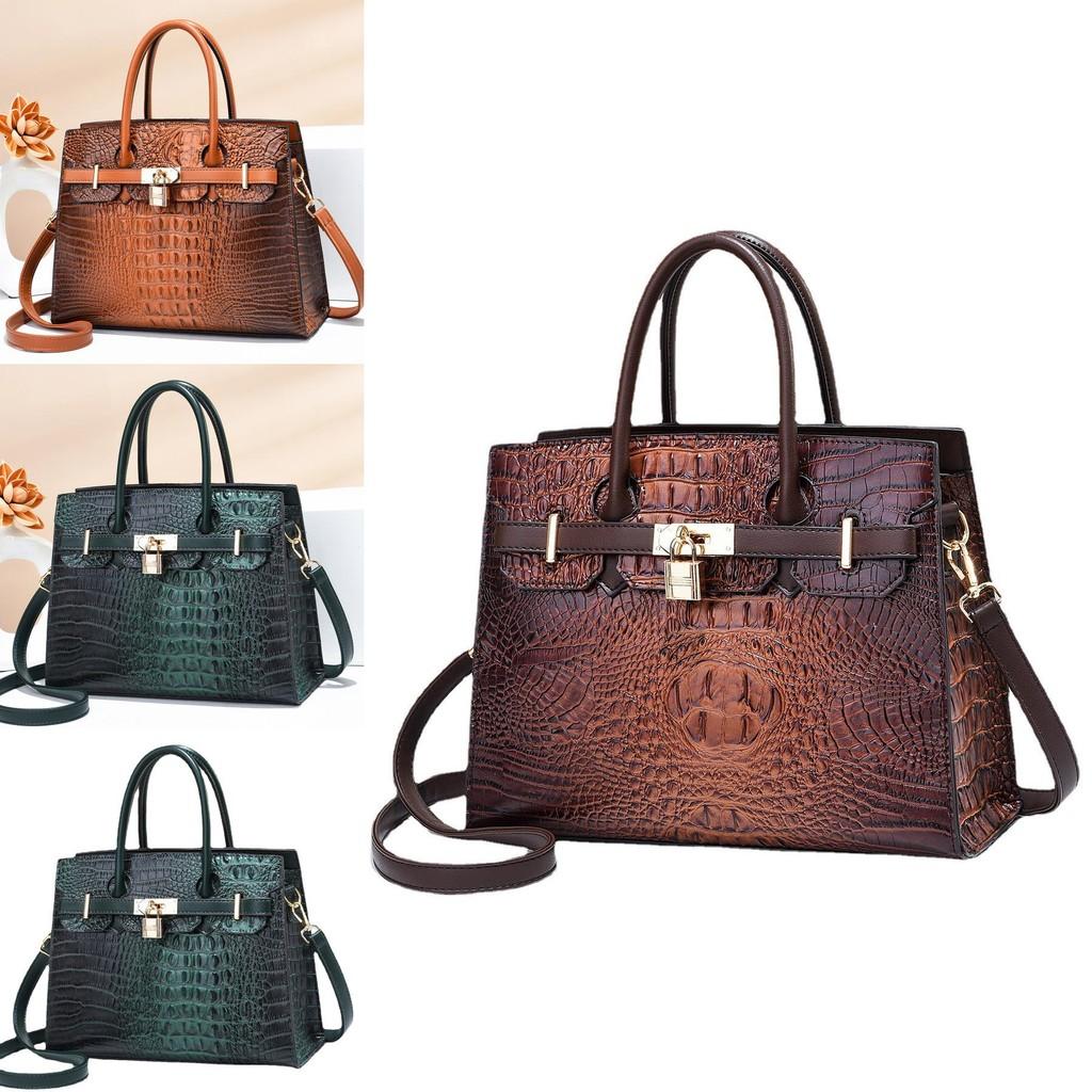 Borsa a Tote Elegante di Grande Capacità con Fantasia Coccodrillo Per l'Uso Quotidiano alla Moda