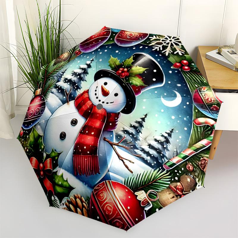

1pc Snowman Decorations Automatic Folding Umbrella. Portable collapsible design, Best birthday festival gift yy250924134