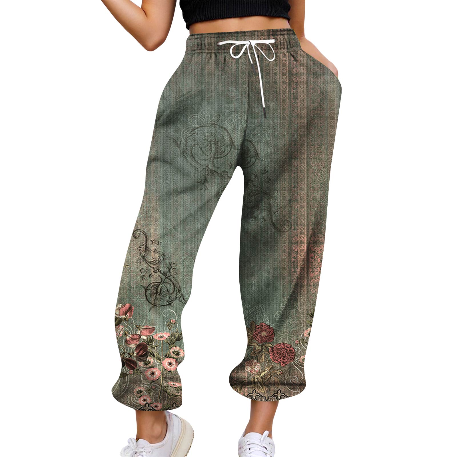 

Женские повседневные брюки с высокой талией, поясом, спортивными брюками и карманами L