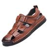 Fashion Leather Sandal for Men Round Toe Light Comfortable Mens Sport Sandals Trendy All Match Breathable Non Slip Beach Shoes