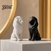 Fine Detailed Lion Sculpture 3D Printed Sculpture Black & White Animal Statue Figurines