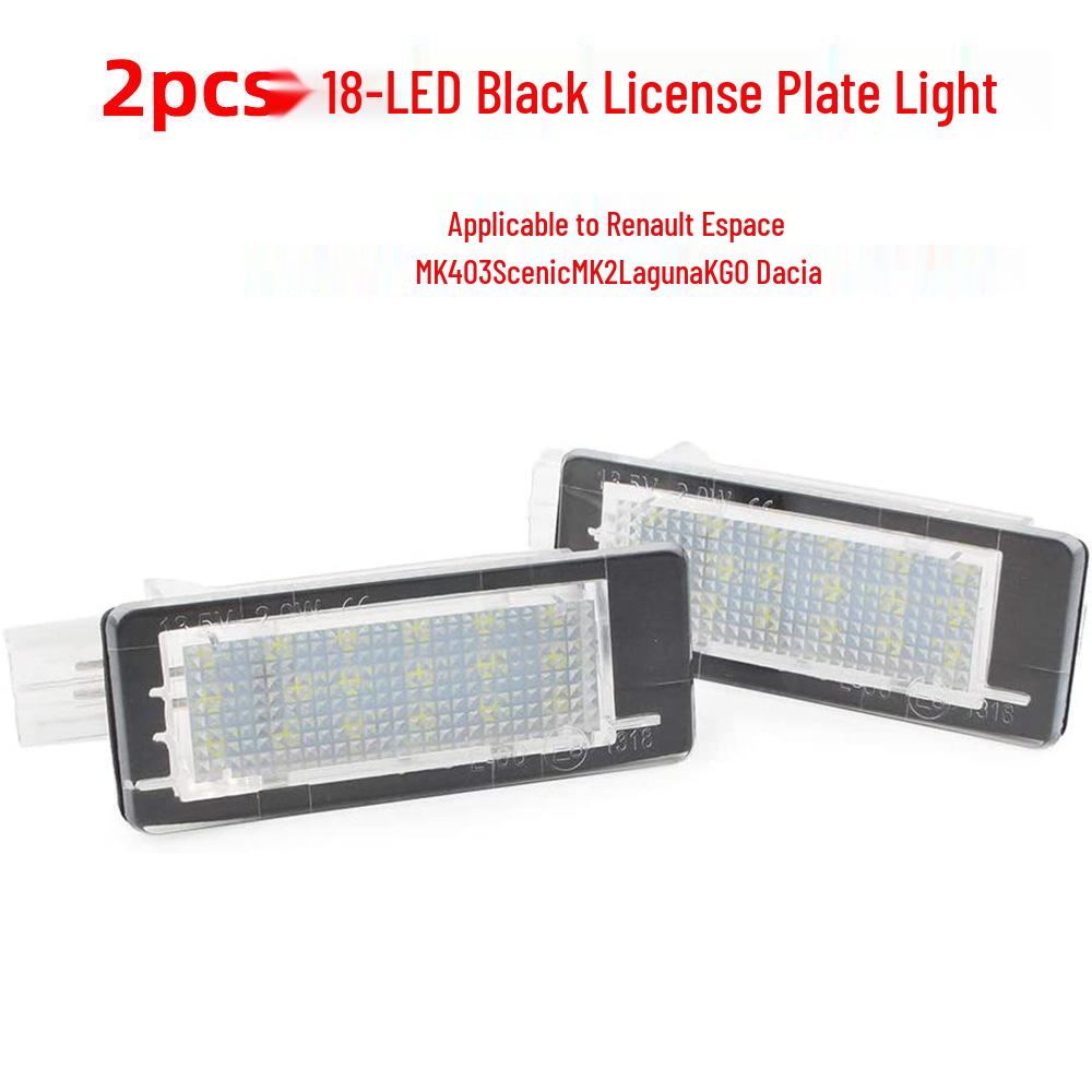 

Набір із 2 чорних світлодіодних ліхтарів номерного знака з 18 світлодіодами для Renault Espace MK4 та Scenic MK2 (2003-2010)