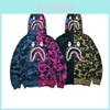 Trendy Shark Head Graphic Hoodie With Stylish Zip-up Design For Youthful Fashion Enthusiasts In Fall