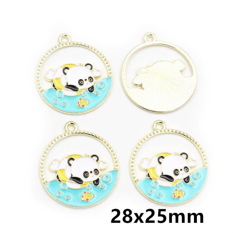 10pcs Enamel Animal Panda Skull Butterfly Charms Pendant Alloy Metal DIY Jewelry Making Accessories for Earrings Necklace