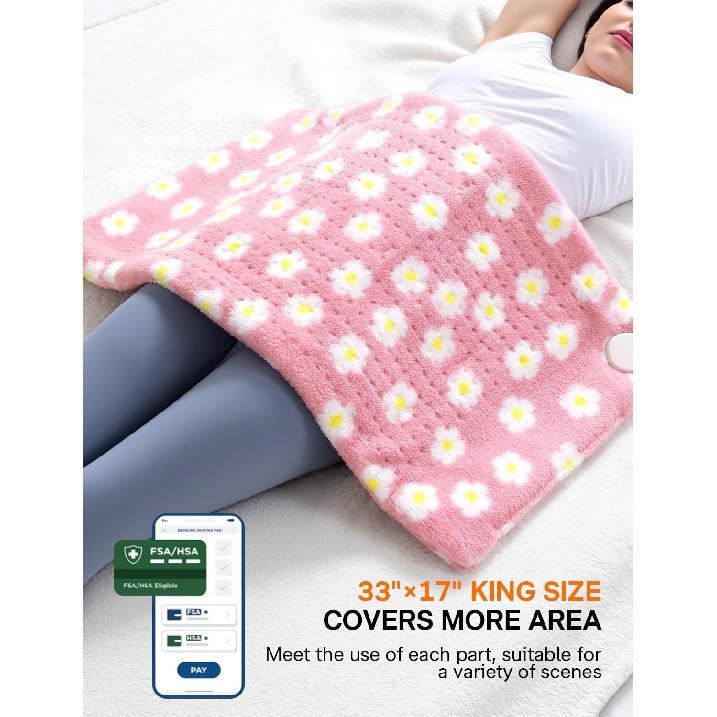 ALLJOY Грелка King Size для снятия боли в спине, 33”x 17” Очень большая грелка для облегчения менструальных спазмов, Подходит для FSA HSA, Портативная грелка для