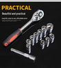 12-Piece Multifunctional Auto Repair Tool Set: Ratchet Quick Socket Wrench for Car Onboard Use