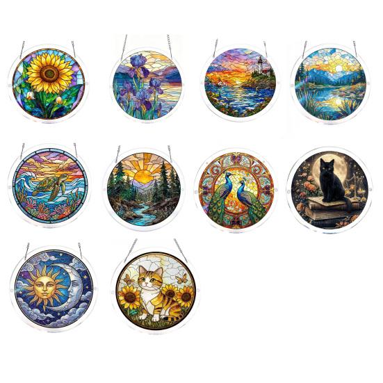 Acrylic Puzzle Suncatcher Stained Glass Effect Window Hanging Ornament DIY Art Puzzle Sun Catcher Kit for Home Garden Decor