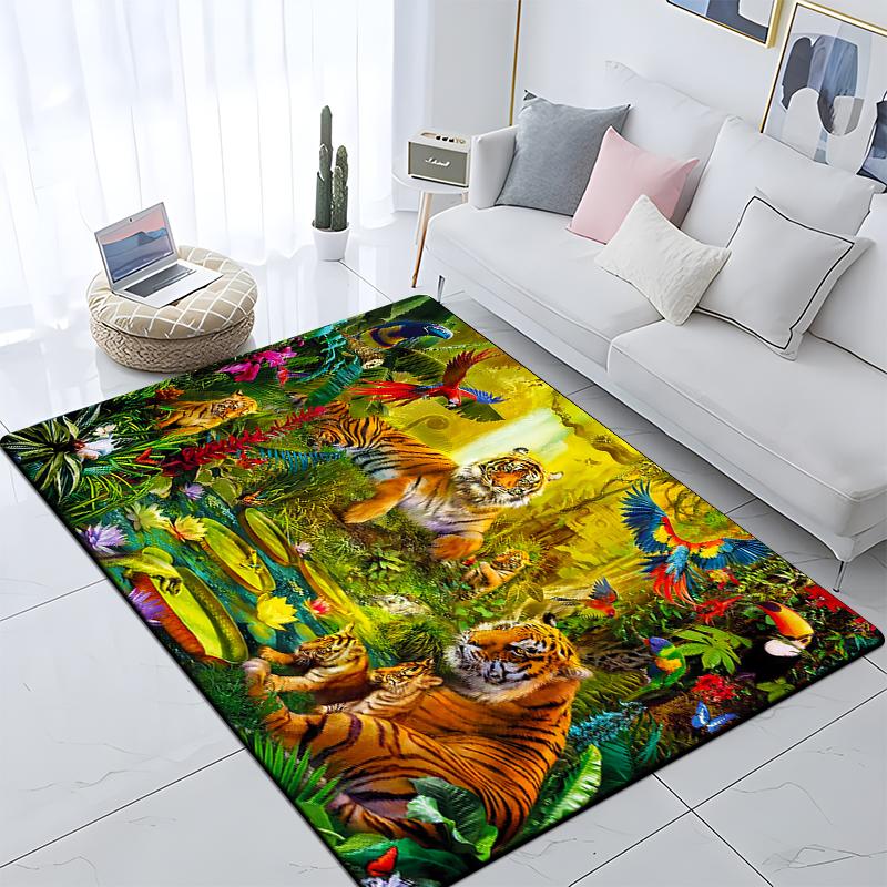 Animal Tiger Custom Picnic Mat Non Slip Carpet Living Room Mat Yoga Mat Home Decor Crawling Mat Carpet for Living Room Anime Rug