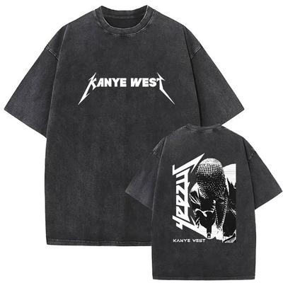 Camiseta Merch Vintage Lavada Rapper Kanye West Tour Album 2026 Camisetas de Manga Corta para Hombre Música Hip Hop Punk Gótico Streetwear