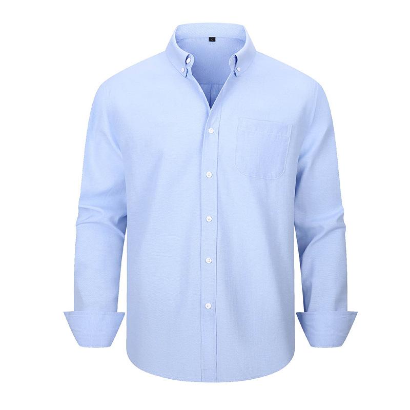 Men Long Sleeve Solid Color Casual Oxford Shirt Plus Size
